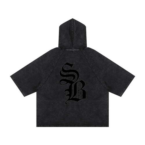 STAY BLUE Hooded Boxy T-Shirt
